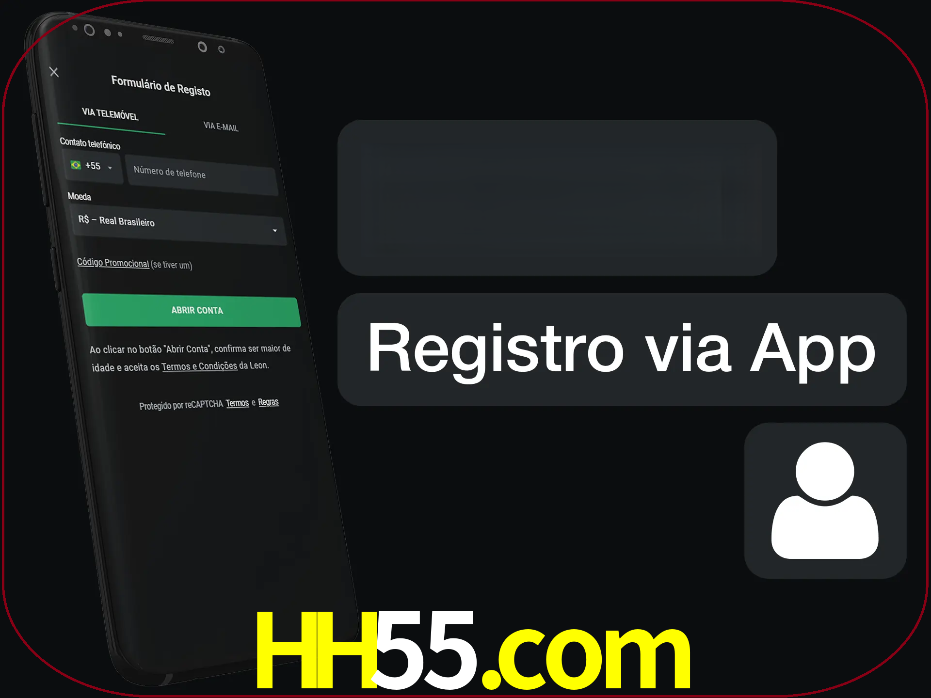 Registre-se com duas etapas usando o aplicativo.
