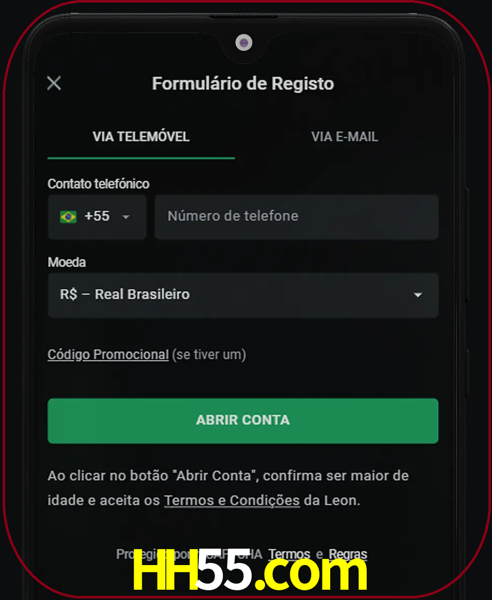 Abra o aplicativo e inicie o processo de registro.