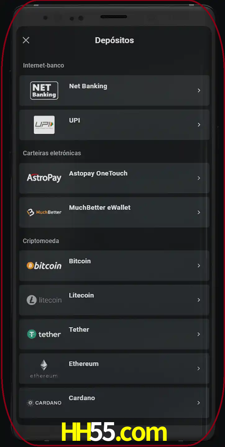Você pode usar métodos alternativos de depósito.